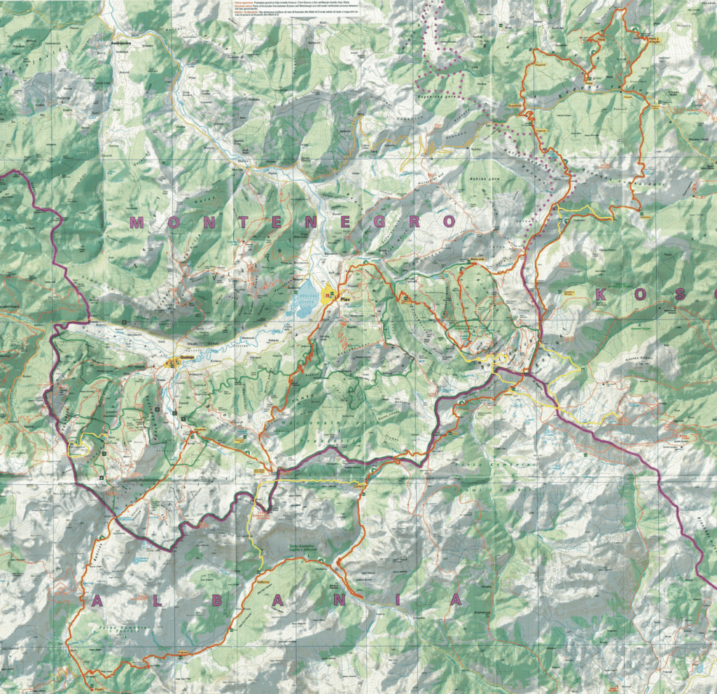 Karte der Gipfel des Balkans